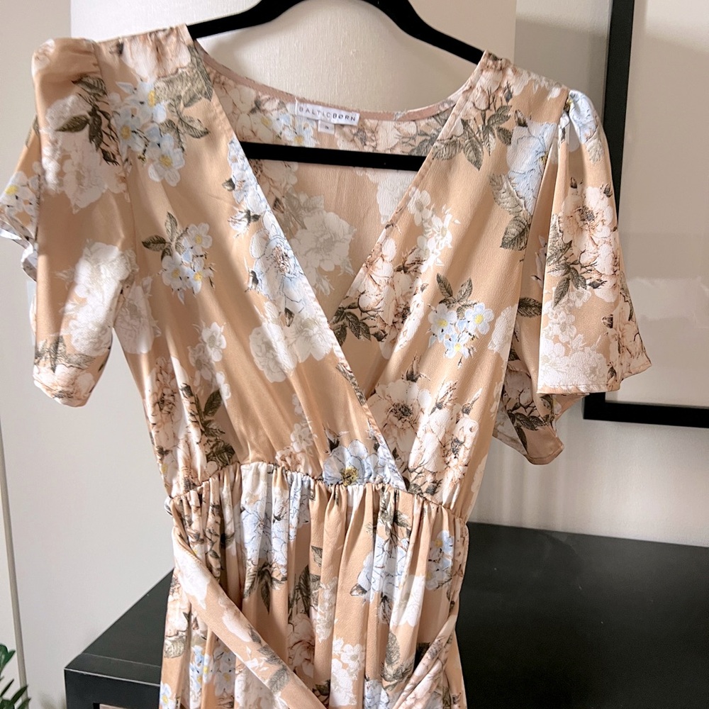 Baltic Born Sicily Satin Maxi Muted Yellow Floral Dress